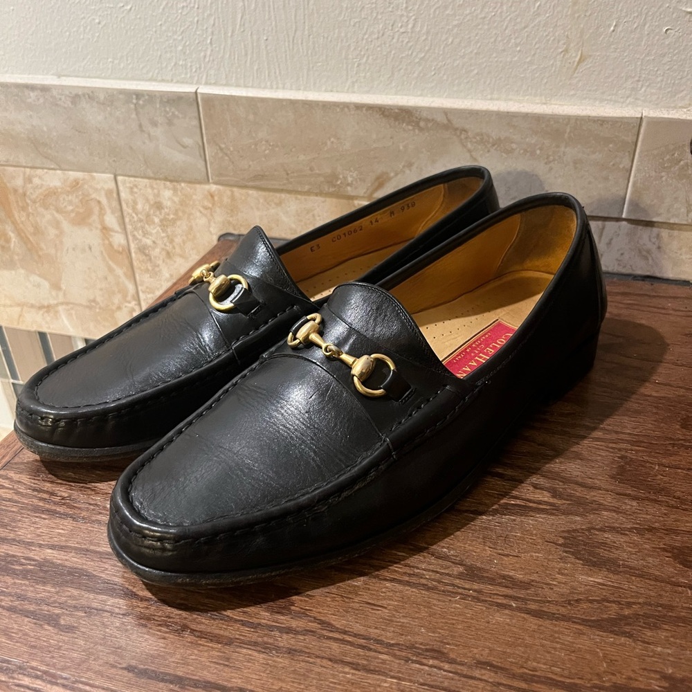 Men's Black Horse-bit Loafers sz 14